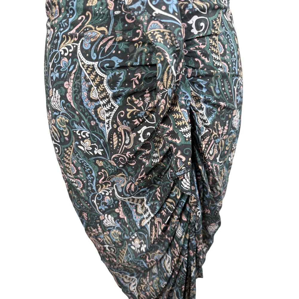 Veronica Beard Silk Paisley Strapless Dress Ruched Draped Midi 2 - Picture 3 of 9